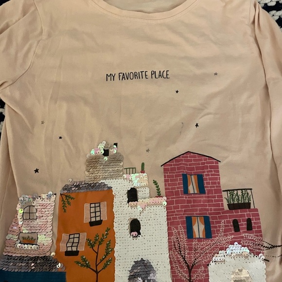 Zara Girls Sequence Stars Graphic Long Sleeve Tee: 8 - Picture 2 of 5